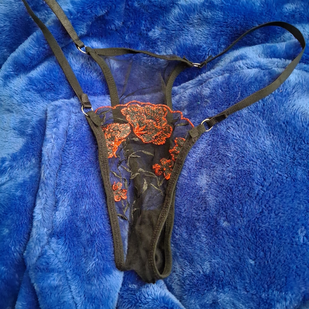 Black and Red Floral Sheer Lingerie